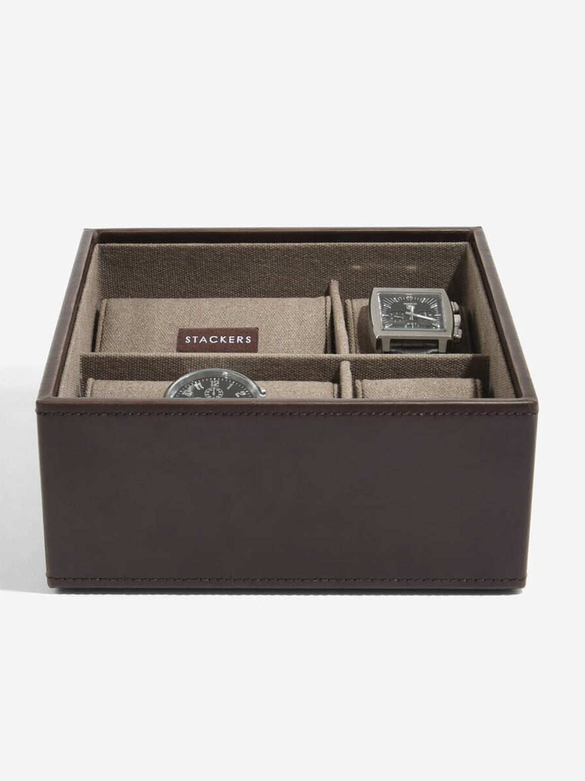 Stackers Zesdelige Horlogebox Bruin & Kaki