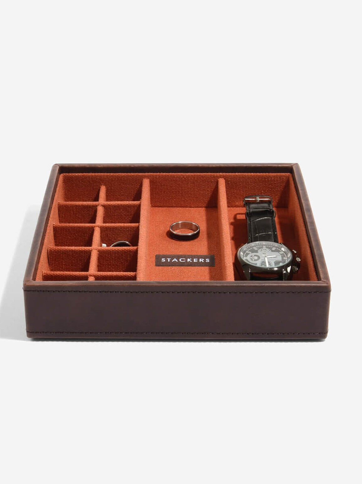 Stackers Horloge & Manchetknopenbox Bruin & Oranje
