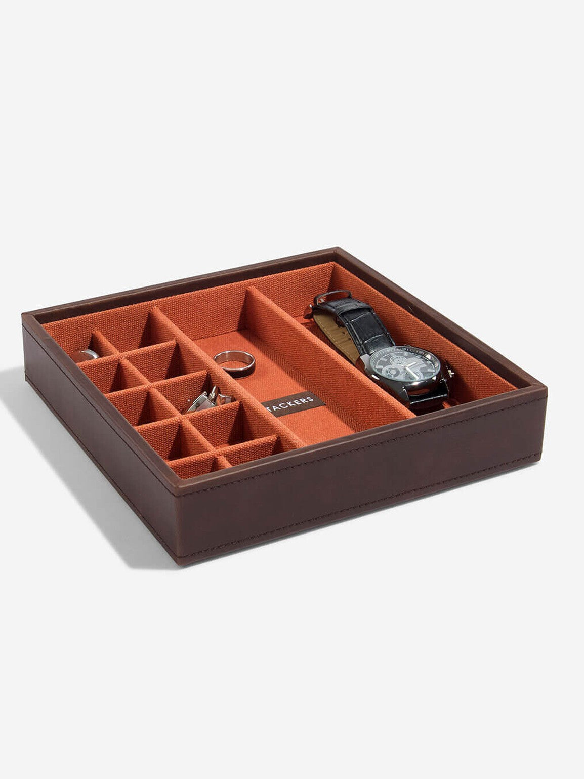 Stackers Horloge & Manchetknopenbox Bruin & Oranje