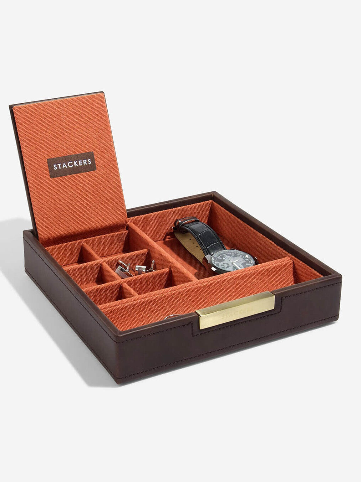 Stackers Horloge, Manchetknopen & Accessoiresbox Bruin & Oranje