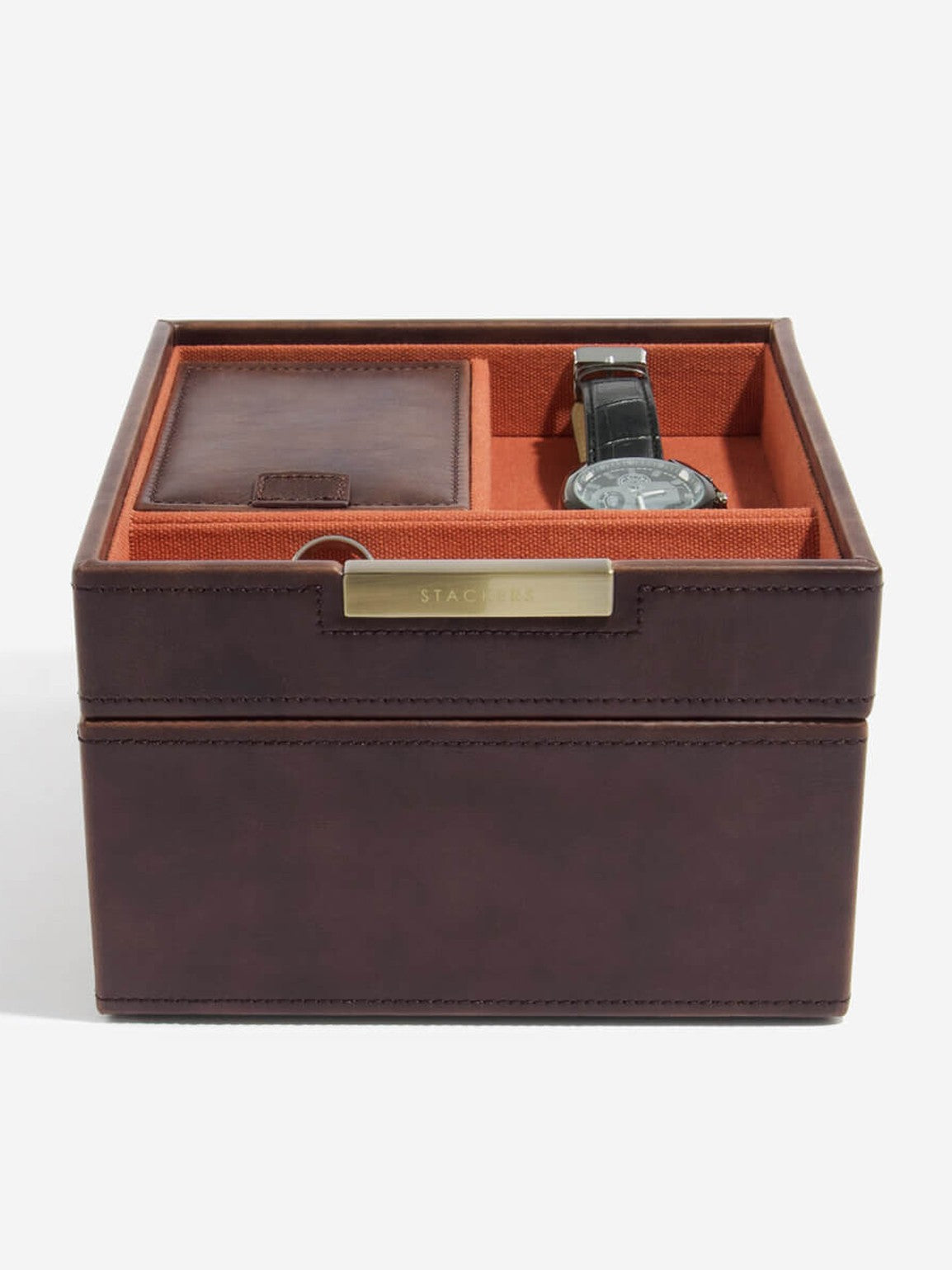 Stackers Horloge & Portefeuillebox + Horlogelaag Bruin & Oranje