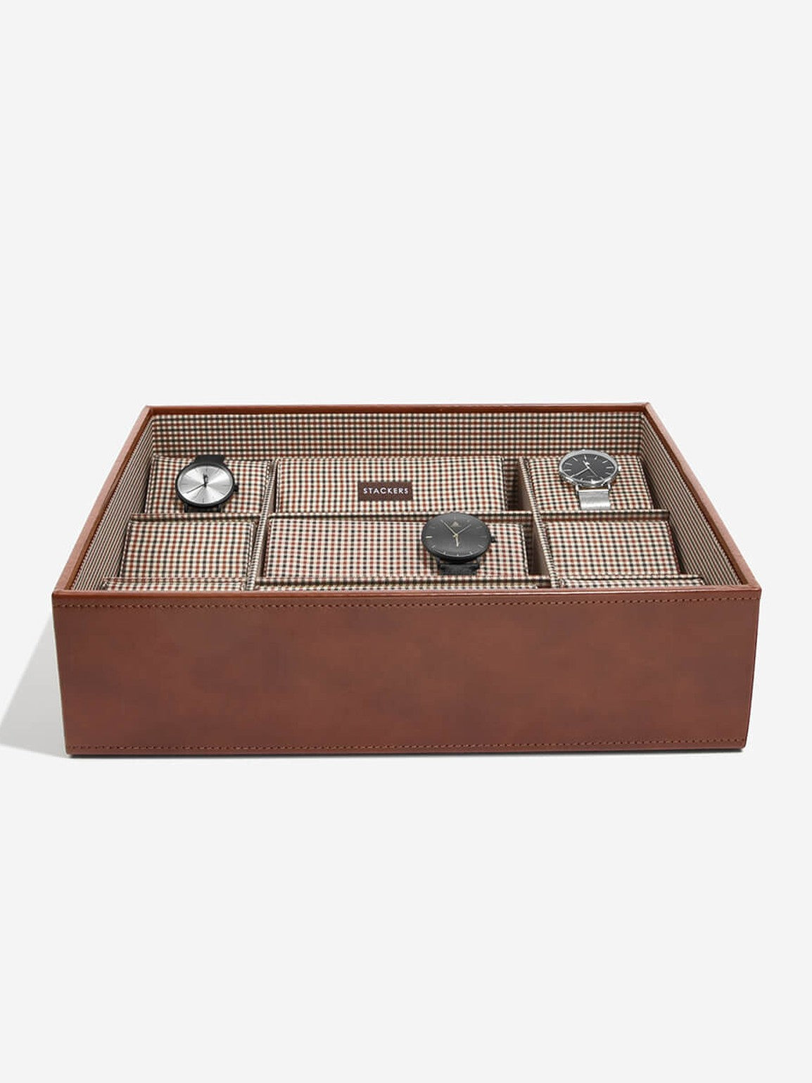 Stackers Vijftiendelige Horlogebox Bruin Geruit