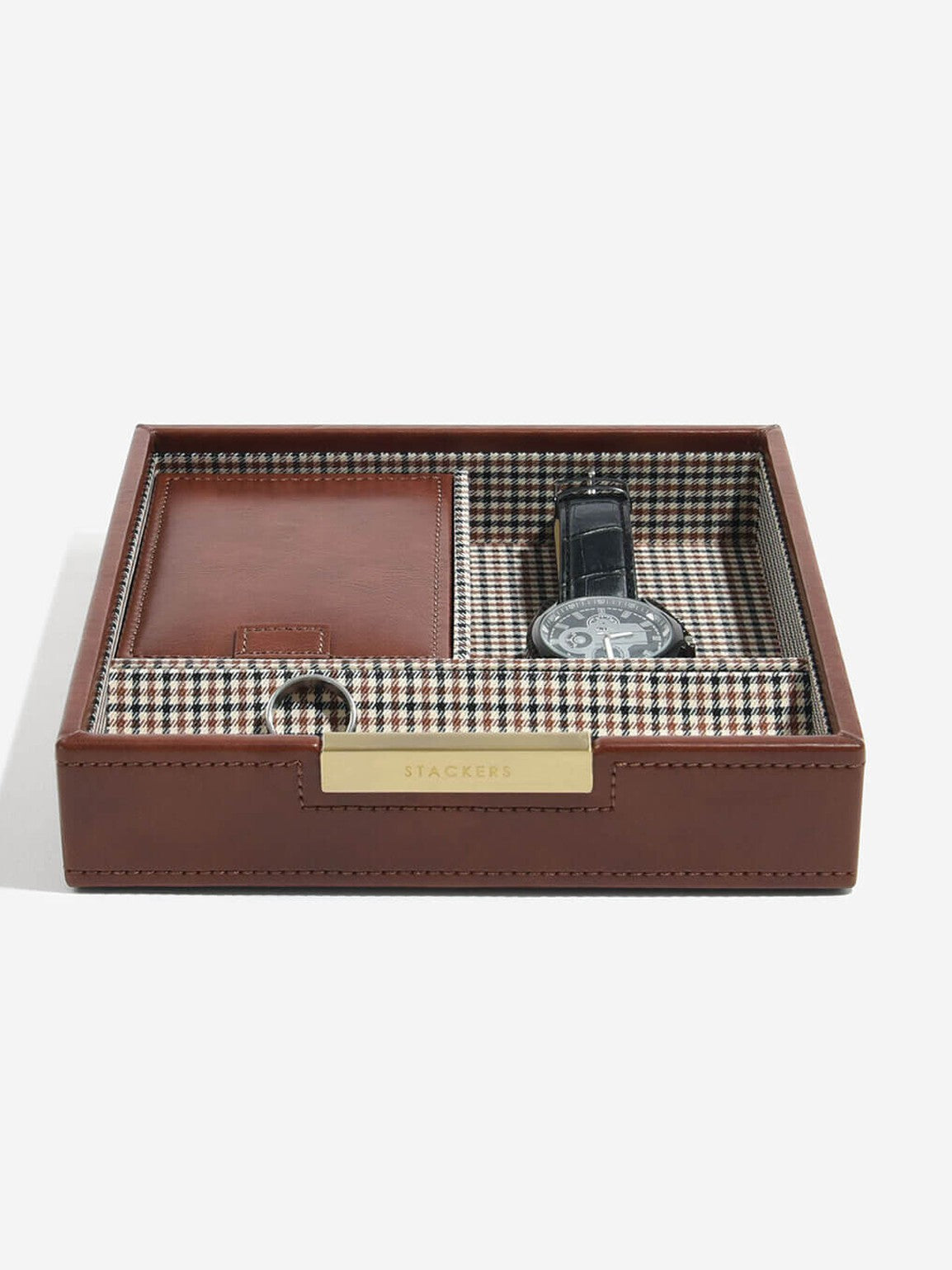 Stackers Horloge & Portefeuillebox Bruin Geruit