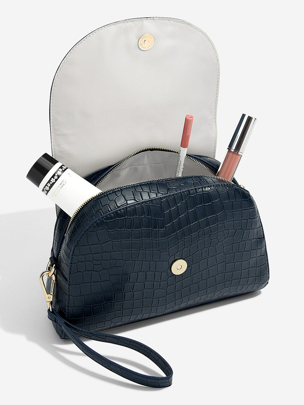 Stackers Crocodile Print Make-up Bag Black